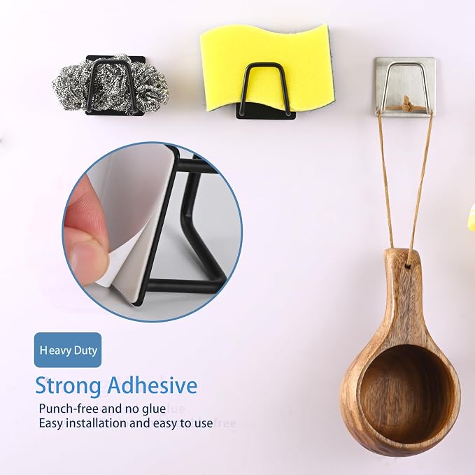 Luckyiren 2-Pack Stainless Steel Sponge Holder for Kitchen Sink - Rustproof Brushed SUS304 Sponge Caddy Organizer, Wall/Surface Mount, Drainage Design, Clutter-Free Storage - Image 3