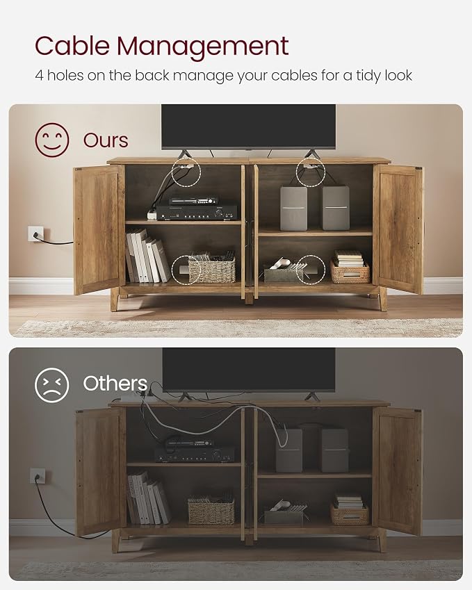 VASAGLE Buffet Cabinet, Coffee Bar, Adjustable Shelf | Sideboard Storage with Cable Hole, Honey Brown, LIRY Collection ULSC381T41 - Image 7