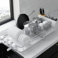 Kitsure Extendable Dish Drying Rack, 19.2"-26.7" L x 12.9" W, White | Large Dish Rack, Multifunctional Dish Rack for Kitchen Counter, Anti-Rust Dish Drainers with Cutlery & Cup Holders by Kitsure