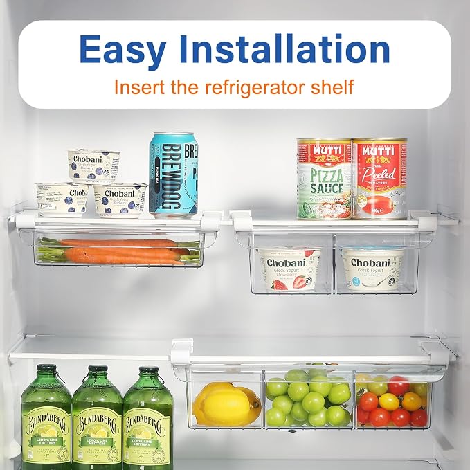 Pull-Out Fridge Drawer Organizer - Under Shelf Storage Bins for Cheese Slices, Deli Meat & Small Items - Space Saving Refrigerator Organizer (2" Height x 8.66" Width) - Image 4