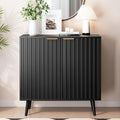 Fluted Storage Cabinet, Buffet Cabinet with Storage, Wood Sideboard with Adjustable Shelf, Modern Accent Cabinet & Console Table for Entryway, Living Room, Dining Room, Black by REHOOPEX