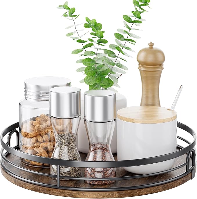LAMU 11'' Lazy Susan Turntable Organizer for Cabinet, Round Wood Lazy Susan for Table Top, Countertop, Kitchen, Pantry, Spice, Bathroom Vanity, Decor - Image 8