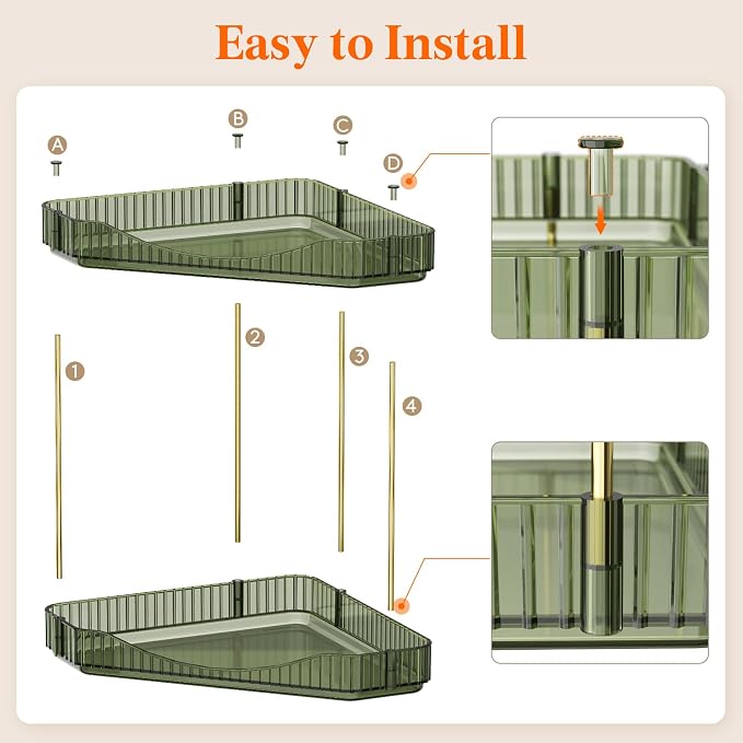 Lifewit 2 Tier Corner Bathroom Counter Organizers and Storage, Green | Plastic Makeup Skincare Organizers Countertop, Large Sink Cosmetic Perfume Shelf for Bedroom, Dresser, Kitchen, Vanity - Image 7