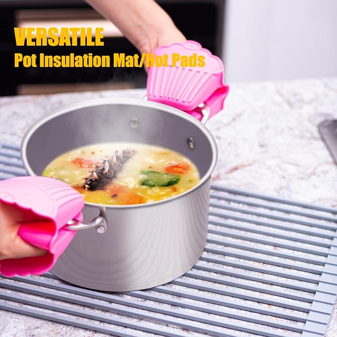 Roll Up Dish Drying Rack,Silicone-Coated Steel,16.9 x12.2 in | Over-sink rack,18 silicone-coated stainless steel rods,44lb capacity,450°F heat resistance,roll-up storage - Image 4