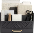 BLU MONACO | Wooden Mail Organizer with Drawer Gold Handle | Mail Sorter Organizer Countertop and Outgoing Mail Holder | Tabletop Organizer with Drawers Grey Desk Storage by Blu_Monaco