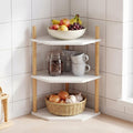 3-Tier Bamboo Corner Shelf,Kitchen Countertop Organizer,Corner Countertop Organizer Shelf, Coffee Bar Organizer,Coffee Bar Accessories,for Kitchen, Pantry, Organizers and Storage,White by WooFawn