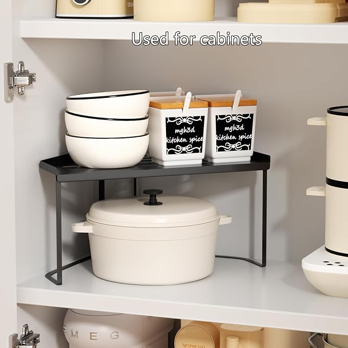 Stackable Metal Kitchen Cabinet Organizer,Kitchen Corner Shelf with Non-Slip Mat,Bathroom Organizer,Storage Shelf for Cabinet/Bathroom/Countertops/Utensils - Image 5