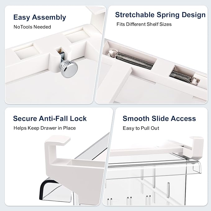 Fridge Drawer Organizer Pull-Out Under Shelf Bin, Adjustable Dividers | BPA-Free Clear Space-Saving Storage - Image 6