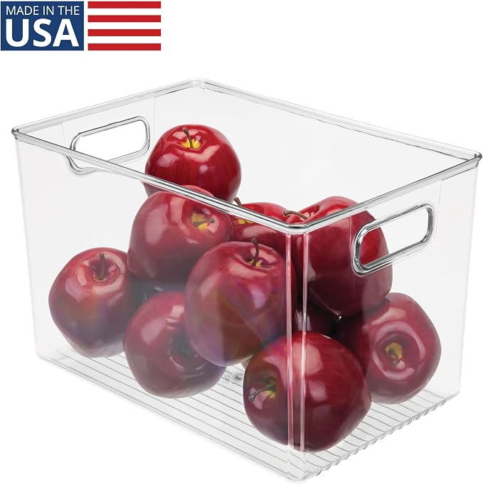 iDesign Linus BPA-Free Plastic Deep Kitchen Storage Bin, Clear | With Handles, 12" x 8" x 7.75" - Image 2