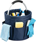 17L Cleaning Caddy with Handle, Portable Shower Caddy in 600D Oxford Fabric, Bucket Tool Organizer with 6 Side Pockets, Collapsible Storage Basket for Cleaning, Camping, Navy Blue by IHOMAGIC