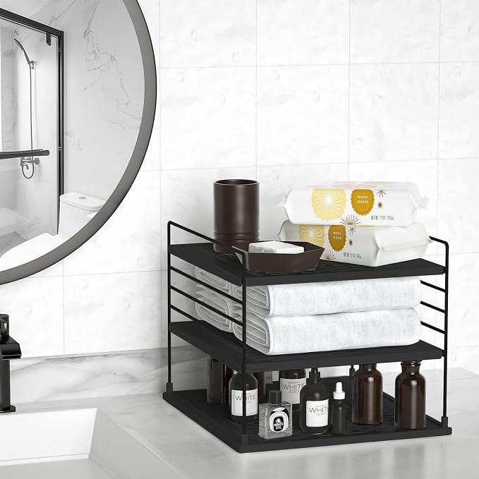 Upgraded Cabinet Organizers and Storage -Divided Compartment Holder for Plastic Bag, Wrap, Foil, Snack and Box for Kitchen and Pantry Organization and Storage, Kitchen Organization(Black) - Image 4