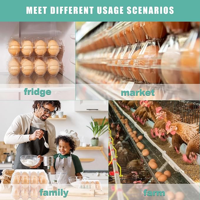 SINLUCESCE 50 Packs Egg Cartons Cheap Bulk, Plastic for 12 Eggs, Clear Egg Cartons 3 * 4 Grids, Perfect for Refrigerator Family Farm Commercial Business Market Display - Image 3