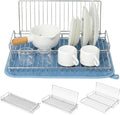 Collapsible Dish Drying Rack, Foldable Dishes Rack for RV Travel Trailer | JM.JEEMI Folding & Camping Dish Drainer with Absorbent Mat, Compact Space Saving Kitchen Organizer, Stainless Steel, Silver by JMJEEMI