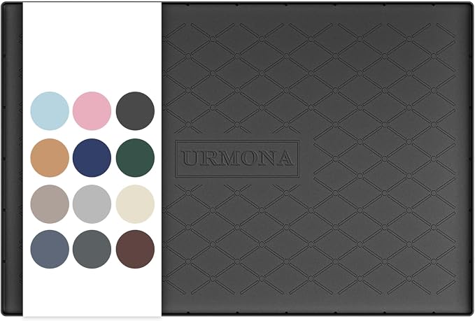 URMONA 31" x 22" Waterproof Silicone Mat in Multiple Sizes & Colors, Under Sink Mat for Kitchen & Bathroom, Pet Food Pad for Dogs & Cats, Kitchen Cabinet Liner, Multi-Purpose for Storage(Black) by URMONA
