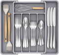 Lifewit Silverware Drawer Organizer, Expandable Utensil Tray for Kitchen, BPA Free Flatware and Cutlery Holder, Adjustable Plastic Storage for Spoons Forks Knives, 8.5-14 x 12", Gray by Lifewit