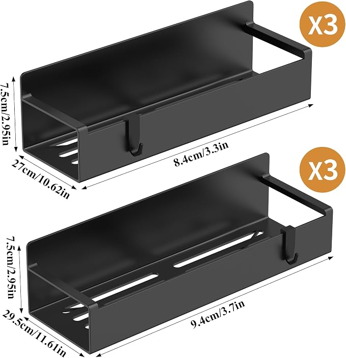 6 Pack Magnetic Spice Rack Organizer for Refrigerator and Oven, Matt Black Fridge Organizers and Storage for Kitchen - Image 8