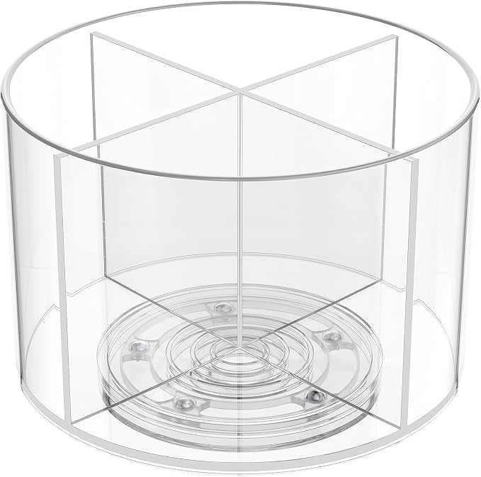2-Pack Divided Drink Packet Organizer, Rotating Turntable Organizer | Spinning Powdered Drink Mix Holder, Clear Lazy Susan Turntable, Divided Water Drink Packet Storage Organizer - Image 7