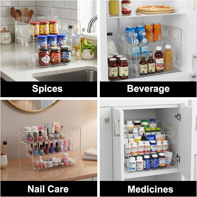 3-Tier Vitamin Storage Organizer, Organizer For Vitamin Bottles And Medicine Bottle, Vitamin Bottle Organizer For Countertop, Bathroom Cabinet Storage Items Are Clearly Visible (2item) - Image 5