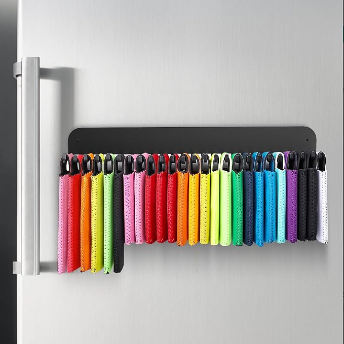 RESOVO 2 Pack Can Cooler Sleeves Holder Magnetic for Fridge, Beer Sleeves Dispenser Organizer for Storage w/ 25 Hooks, with Screws for Wall Mounted, for Holidays Wedding Party - Image 8