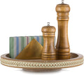 Hanobe Lazy Susan Centerpiece Tray, Round Wooden Turntable Organizer, Brown | 12" Home Decor with Beaded, for Dining Table Kitchen Counter Coffee Table by Hanobe