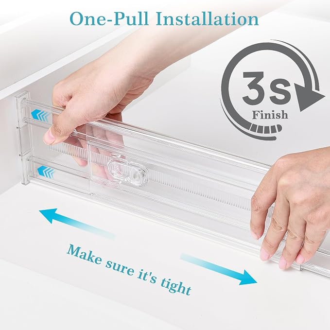 Vtopmart 4" Regular Upgrade Drawer Dividers for Clothes, 12.8"-22.3" 4 Pack | Expandable Dresser Drawer Organizer, Clear Separator, Baby Clothing, Underwear, Cosmetics, Toiletries Storage, Space Saving - Image 7