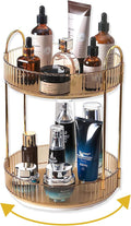 Asayuee 360 Rotating Gold Makeup Organizer,2 Tier Large Capacity Rotating Makeup Organizer,SkincarePerfume Organizer,Bathroom Cosmetics Storage Organizer Countertop (Gold-2 Tier) by Asayuee