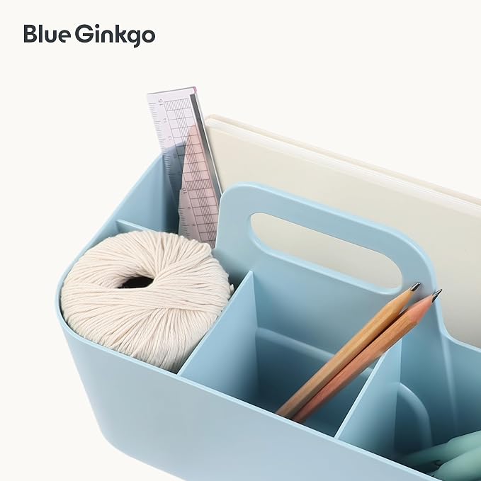 BLUE GINKGO Stackable Organizer Caddy, Rectangle, Blue, Made in Korea | Portable. Adjustable. Home, Office & School Storage. - Image 7
