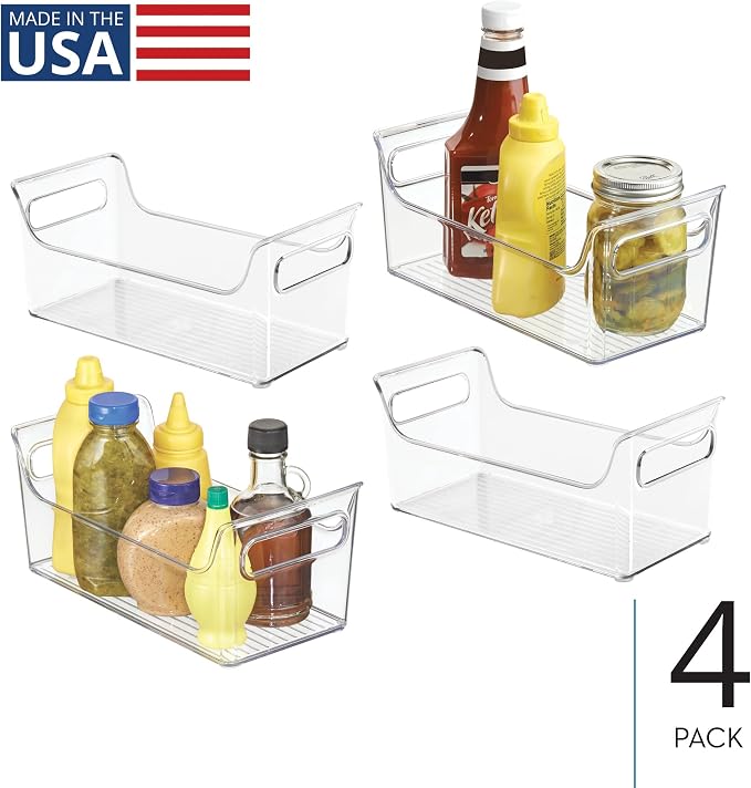 iDesign Plastic Condiment Organizer with Handles, Set of 4, Clear | For Fridge, Made in USA - Image 2