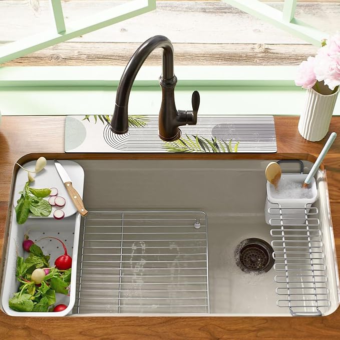 Sink Faucet Absorbing Mat, 2 Pack Drying Mat Around Faucet Sink Splash Guard Behind Faucet Sinkmat For Kitchen Bathroom Island Rv 24 * 5.5 Inch (60 * 14 cm) - Image 7