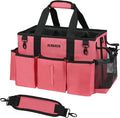 SCAVATA Wearable Cleaning Caddy Bag, Cleaning Caddy Supplies Organizer with Handle & Shoulder Straps for Housekeepers, Under Sink & Car Cleaning Tool Organizers with 4 Foldable Divider (RoseRed) by Tidyyourlife