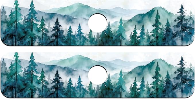 2 Pcs Kitchen Sink Splash Guard Faucet Mat Watercolor Forest Pattern Faucet Mat for Sinks Absorbing Drying Mat for Kitchen Bathroom, 23.6x5.5inch - Image 8