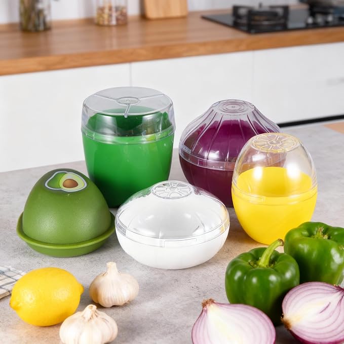 Onion Storage, Avocado Saver Keeper, Reusable Tomato Lemon Holder | Fruits and Vegetables Storage Container with Clear Lid (Garlic Saver) - Image 4