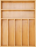Besilord Silverware Organizer Kitchen Drawer Organizer Utensil Organizer Bamboo Silverware Holder Cutlery Organizer in Drawer Flatware Organizer Tray(7 slots, Natural by Besilord