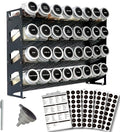 4 Tier Spice Rack Organizer with 32 Square Spice Jars and 160 Spice Labels Set for Kitchen Cabinet Countertop Pantry or Wall Mount, Matte Black by Ardier