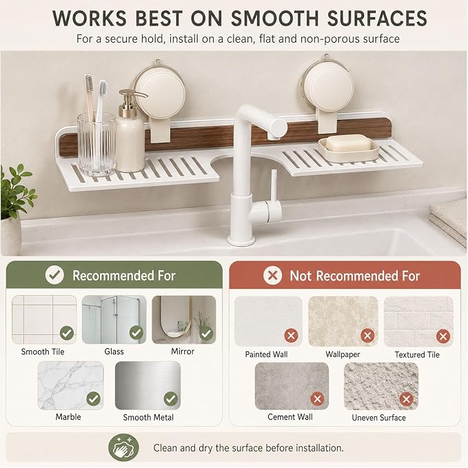 Bathroom Over Sink Shelf, 15.7 Inch No Drill Sink Organizer | Bathroom Counter Storage Rack for Toothbrush, Soap, Skincare and Accessories - Image 7