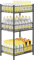 OYEAL Water Bottle Holder Rack 3 Tier Soda Drink Organizer Vertical Metal Food Storage Shelf for Kitchen Countertop Pantry, Can Storage Organizer for Pantry by OYEAL