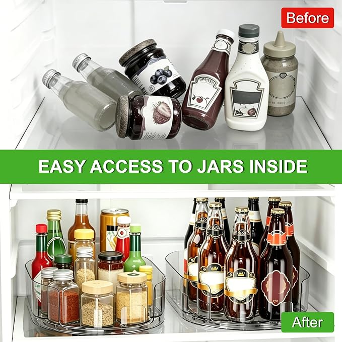 Lazy Susan 360°Rotating Organizer for Refrigerator,13.5“ x 8.5”,Drink Organizer for Fridge,Cabinet, Pantry,or Kitchen Countertop,Organize Condiments, Cans, Beverages,Clear,1 Pack - Image 4