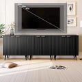 Set of 3 Fluted Storage Cabinet, Buffet Cabinet with Storage, Wood Sideboard with Adjustable Shelf, Modern Accent Cabinet & Console Table for Entryway, Living Room, Dining Room, Black by REHOOPEX