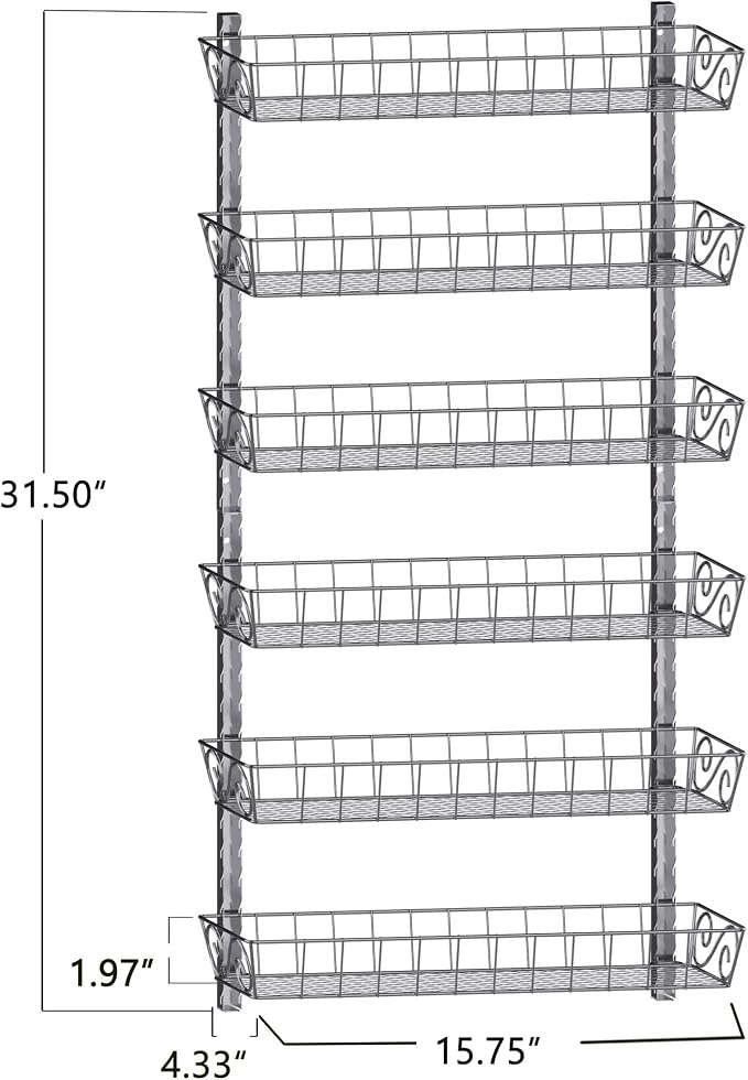 SWOMMOLY Wall Mount Spice Rack Organizer, 6-Tier Adjustable Dual-Use Shelf | Hanging Spice Rack Organizer, Kitchen Pantry Cabinet Storage Holder for Spices, Mason Jars, Bottles & Cans, Silver - Image 3