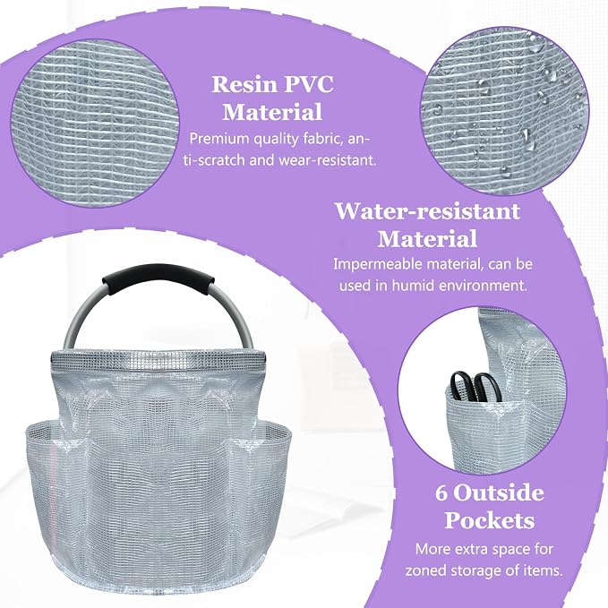 2Pack Portable Cleaning Caddy for Cleaning Supplies, 17L Household Tool Bucket Organizer for Men, Large Cleaning Basket in PVC Resin for Family, Garden, Transparent + Green - Image 8