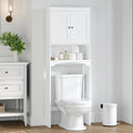 Spirich Over The Toilet Storage Cabinet with Doors, Bathroom Organizer | White, Adjustable Shelf, Anti-Tip Fitting, FSC-Certified MDF, Beadboard Design, 33.3" Toilet Clearance, Adjustable Crossbar by SpirichLLC