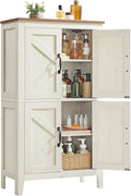 VASAGLE LIRY Collection - Farmhouse Storage Cabinet, Bathroom Floor Cabinet with Barn Doors, Freestanding Kitchen Pantry, Adjustable Shelves, for Dining Room, Living Room, Rustic White, UBBK773W01 by Unknown