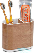 Toothbrush Holders Toothpaste Organizer for Bathrooms, Wood Grain | 2 Slots, Easy to Clean, Plastic, Kids Electric Toothbrush, Drainage, Removable, For Bathroom, Vanity, Kitchen Sink, Office by Chintu