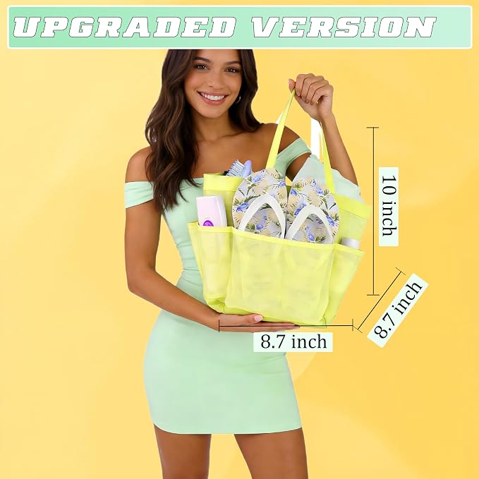 Mesh Shower Caddy Portable - 9 Pockets for College Dorm Room Essential | Large Capacity Mesh Shower Caddy with 9 Pockets, Portable Hanging Toiletry Bag for College Dorm, Gym, Camping and Beach - Image 2