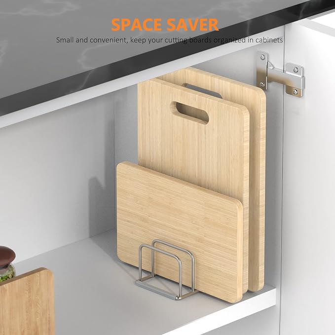 Cutting Board Organizer Stand Holder,304 Stainless Steel Chopping Board Holder,Pot Pan Lid Holder Rack kitchen Shelf Bakeware,Cookie Sheets Organizer (1.0 Inch Width Slots) - Image 6