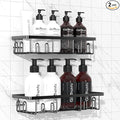 Getsrichfc Shower Caddy Adhesive, Rustproof Shower Shelves for Inside Shower, Large Capacity Bathroom Organizers and Storage, Shower Storage with Removable Hooks, No Drill Bathroom Accessories Black by QualityHomeLife