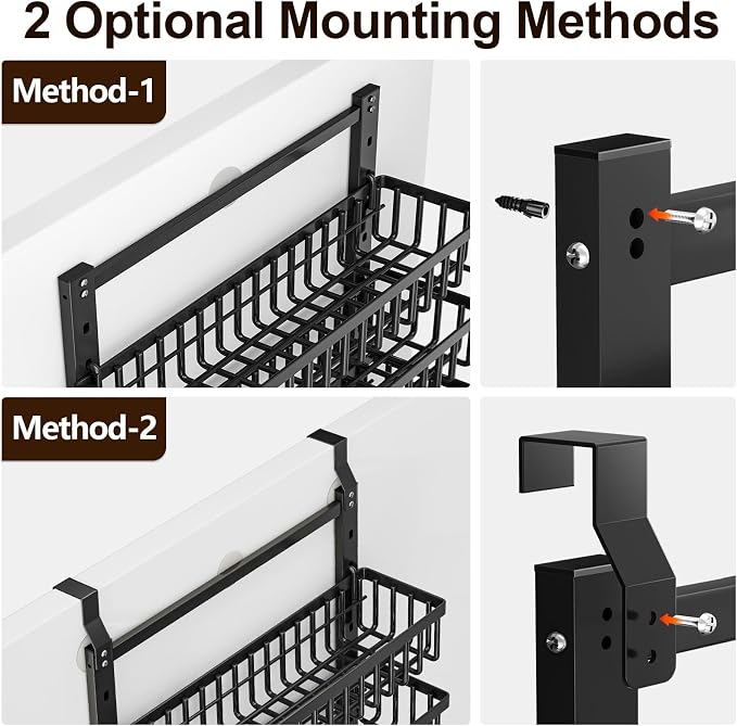 POKIPO 9 Tier Over The Door Pantry Organizer, 2 in 1 Wall Mount or Hanging Spice Rack with Adjustable Deep Basket, Heavy-Duty Seasoning Organizer and Storage for Kitchen Cabinet Closet Bathroom - Image 5