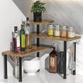 JayRex Kitchen Countertop Organizer 3-Tier Corner Shelf, Rustic Brown | Space-saving corner design organizes spices, skincare and toiletries on kitchen and bathroom counters. by JayRex