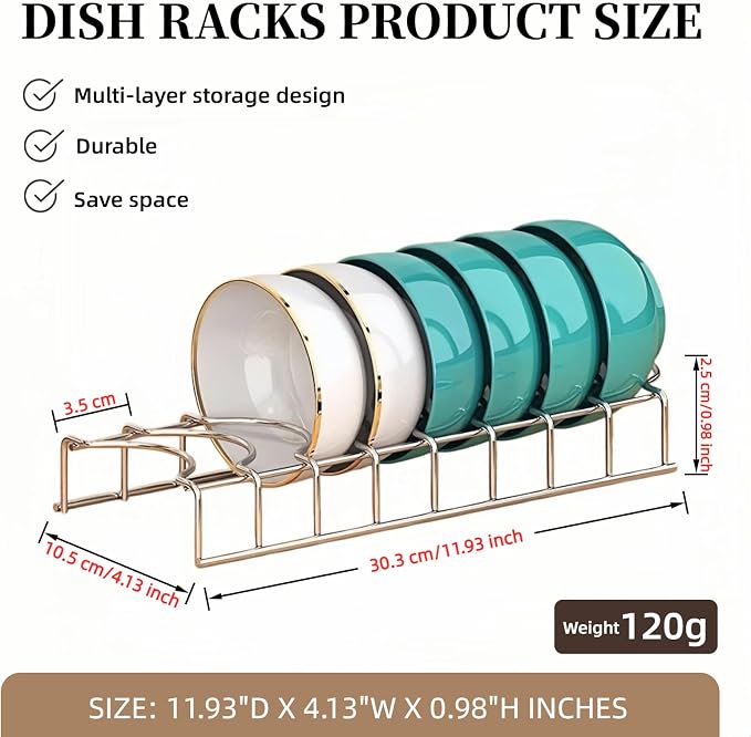 Dish Rack Plates Holder 2 Pack set, Plate organizer for cabinet space saver, Pan lid organizer, Kitchen Storage Cabinet Organizer for Plates/bowls/cups/lids/cutting boards/spatulas - Image 6