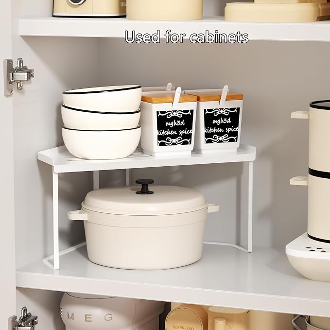Stackable Metal Kitchen Cabinet Organizer,Kitchen Corner Shelf with Non-Slip Mat,Bathroom Organizer,Storage Shelf for Cabinet/Bathroom/Countertops/Utensils - Image 5